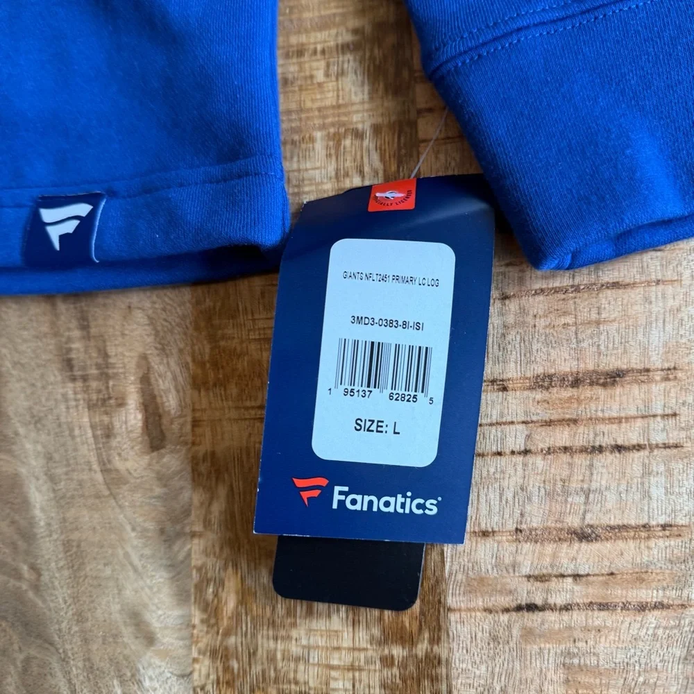 NFL New York Giants NY Fanatics - Quarter Zip Pullover Red Blue Size Large NWT